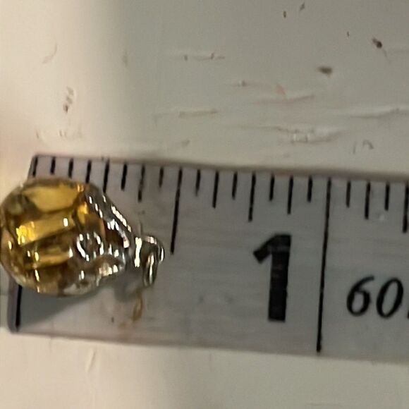 0.5” silver tone faceted round citrine color Baltic Amber charm/pendant #1 - Picture 7 of 9